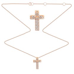 Colier din aur roșu cu pietre Diamant