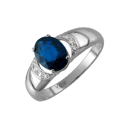 Inel din aur alb cu pietre Diamant, Safir