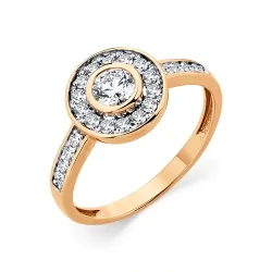 Inel din aur roșu cu Cubic Zirconia Incolor