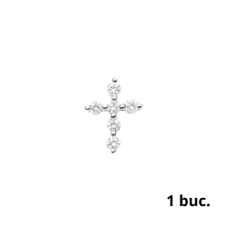 Серьга Одиночная из белого золота с камнями Бриллиант