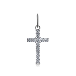 Cruce din aur alb cu pietre Cubic Zirconia Incolor