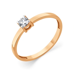 Кольцо из красного золота с камнями Бриллиант