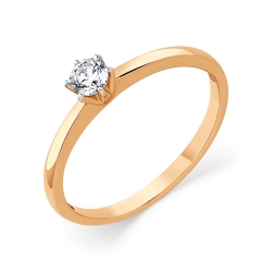 Кольцо из красного золота с камнями Бриллиант