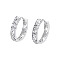 Cercei Creole din argint  cu pietre Cubic Zirconia Incolor