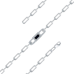 Браслет из белого золота с камнями Бриллиант, Сапфир