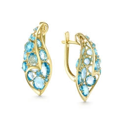 Cercei din aur galben cu pietre Topaz Swiss