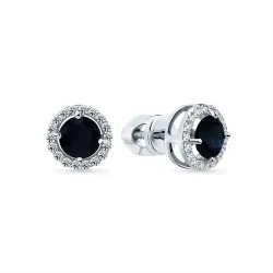 Cercei Pusete din aur alb cu Diamant, Safir