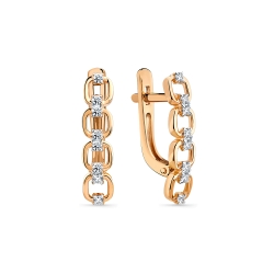 Cercei din aur roșu cu pietre Diamant