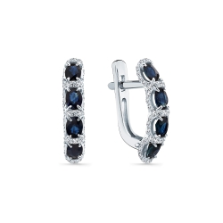 Cercei din aur alb cu pietre Diamant, Safir