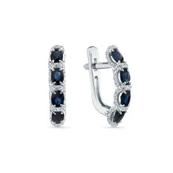Cercei din aur alb cu Diamant, Safir