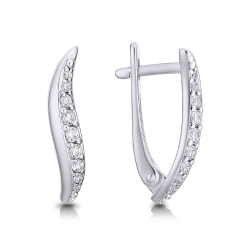 Cercei din aur alb cu pietre Cubic Zirconia Incolor