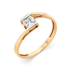 Inel din aur roșu cu Cubic Zirconia Incolor