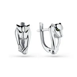 Cercei din aur alb cu Cubic Zirconia Verde