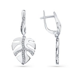 Cercei Suspendați din aur alb cu pietre Cubic Zirconia Incolor
