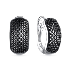 Cercei din argint  cu pietre Cubic Zirconia Negru