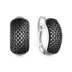 Серьги из серебра с камнями Фианит Чёрный