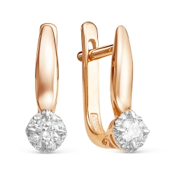 Cercei din aur roșu cu pietre Diamant