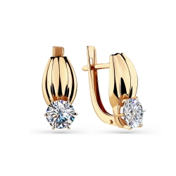 Cercei din aur roșu cu pietre Cubic Zirconia Incolor