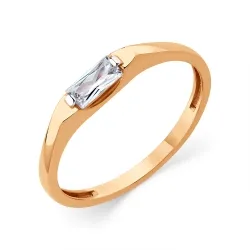 Inel din aur roșu cu Cubic Zirconia Incolor