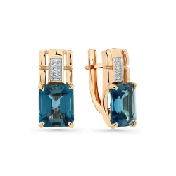 Cercei din aur roșu cu Cubic Zirconia Incolor, Topaz London